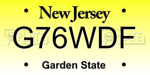 G76WDF New Jersey License Plate