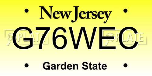 G76WEC New Jersey License Plate