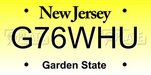 G76WHU New Jersey License Plate