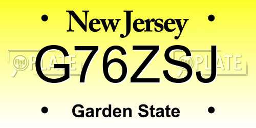 G76ZSJ New Jersey License Plate