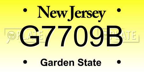 G7709B New Jersey License Plate