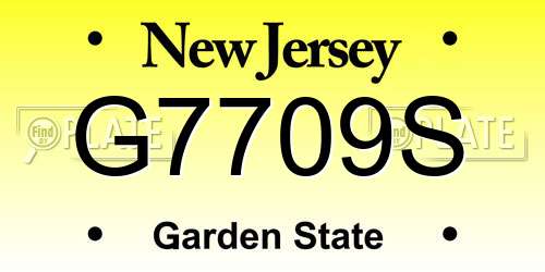 G7709S New Jersey License Plate