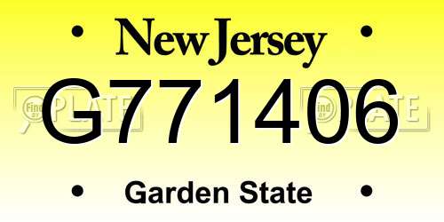 G771406 New Jersey License Plate