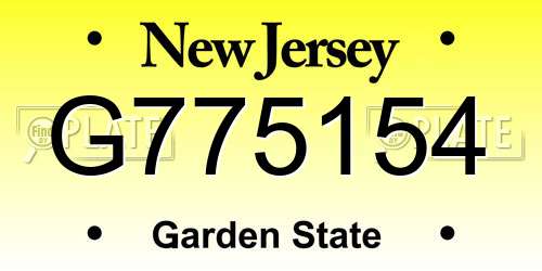 G775154 New Jersey License Plate