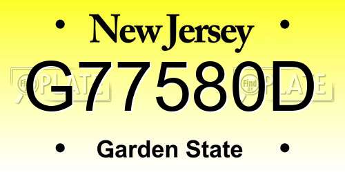 G77580D New Jersey License Plate