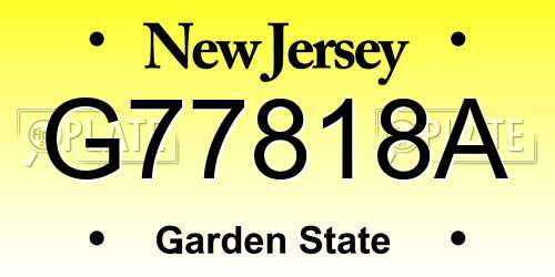 G77818A New Jersey License Plate