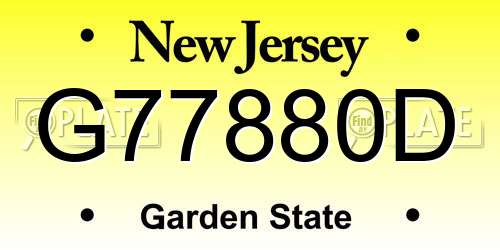 G77880D New Jersey License Plate