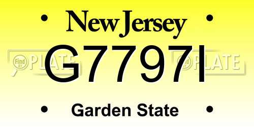 G7797I New Jersey License Plate