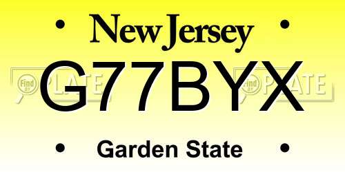 G77BYX New Jersey License Plate