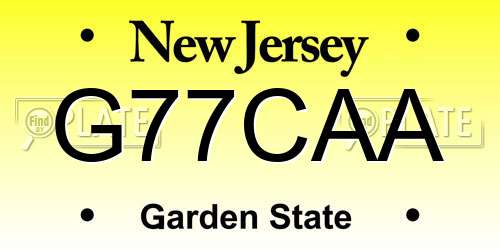 G77CAA New Jersey License Plate