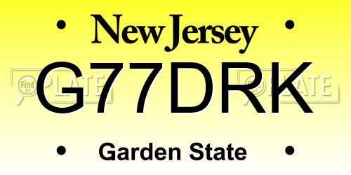 G77DRK New Jersey License Plate