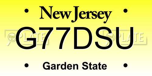 G77DSU New Jersey License Plate