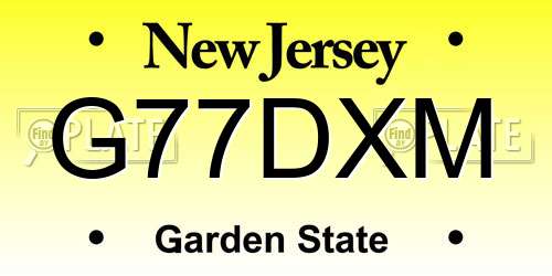 G77DXM New Jersey License Plate