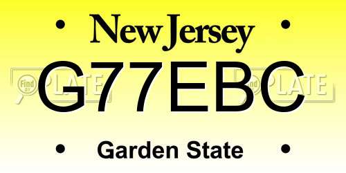 G77EBC New Jersey License Plate