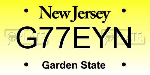 G77EYN New Jersey License Plate