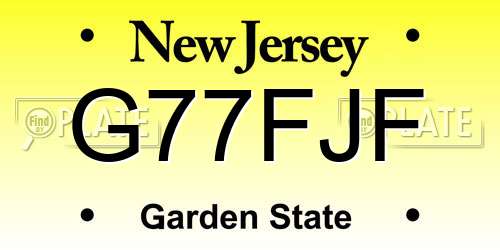 G77FJF New Jersey License Plate