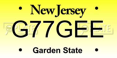 G77GEE New Jersey License Plate