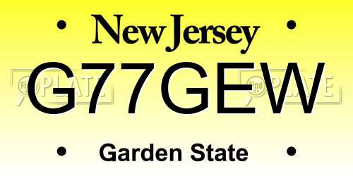 G77GEW New Jersey License Plate