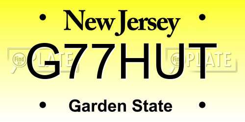 G77HUT New Jersey License Plate
