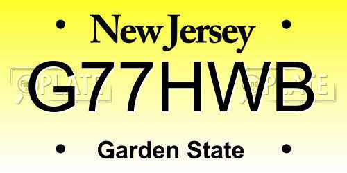 G77HWB New Jersey License Plate