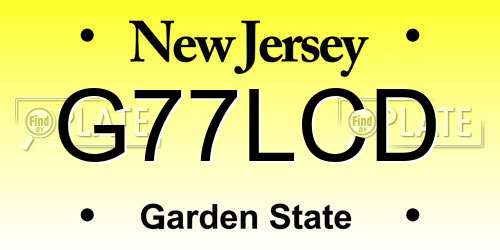 G77LCD New Jersey License Plate