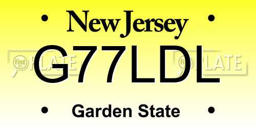 G77LDL New Jersey License Plate