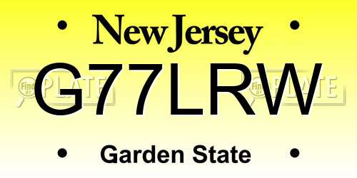 G77LRW New Jersey License Plate