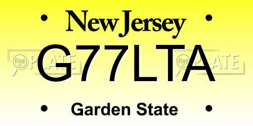 G77LTA New Jersey License Plate