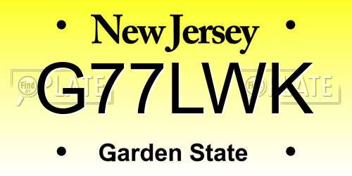 G77LWK New Jersey License Plate