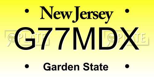G77MDX New Jersey License Plate
