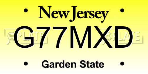 G77MXD New Jersey License Plate