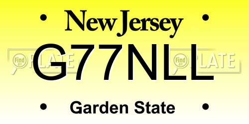 G77NLL New Jersey License Plate