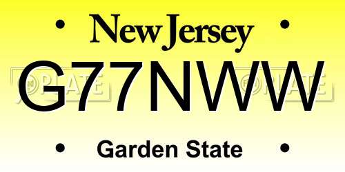 G77NWW New Jersey License Plate