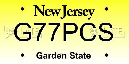 G77PCS New Jersey License Plate