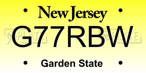 G77RBW New Jersey License Plate