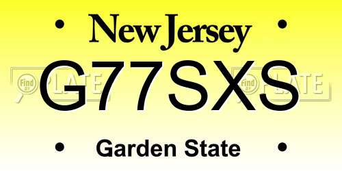G77SXS New Jersey License Plate