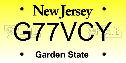 G77VCY New Jersey License Plate