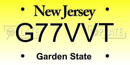 G77VVT New Jersey License Plate