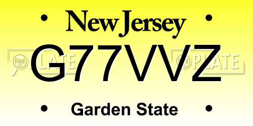 G77VVZ New Jersey License Plate