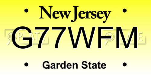 G77WFM New Jersey License Plate