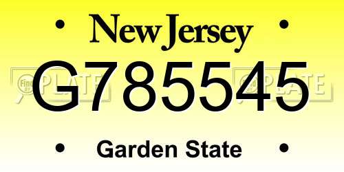 G785545 New Jersey License Plate