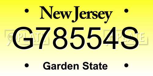 G78554S New Jersey License Plate
