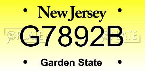 G7892B New Jersey License Plate