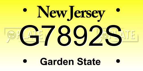 G7892S New Jersey License Plate