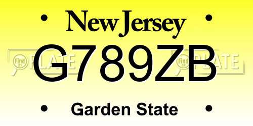 G789ZB New Jersey License Plate
