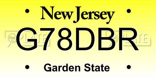 G78DBR New Jersey License Plate