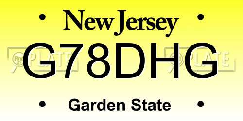 G78DHG New Jersey License Plate
