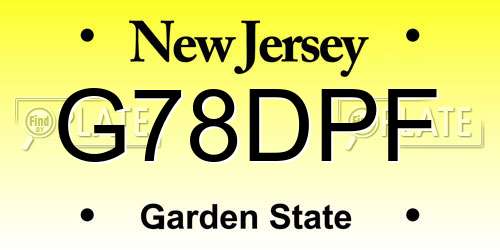G78DPF New Jersey License Plate