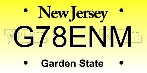 G78ENM New Jersey License Plate