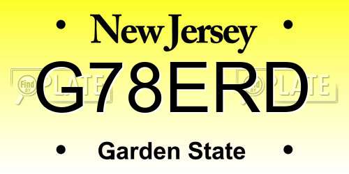 G78ERD New Jersey License Plate